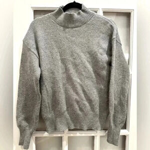 M Magaschoni Mock Neck Sweater Wool Blend Knit Gray Pullover Size Medium M